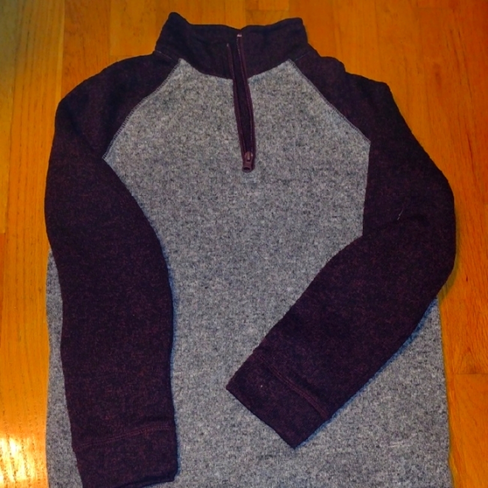 Boys Gray and Black Half-Zip Sweater
